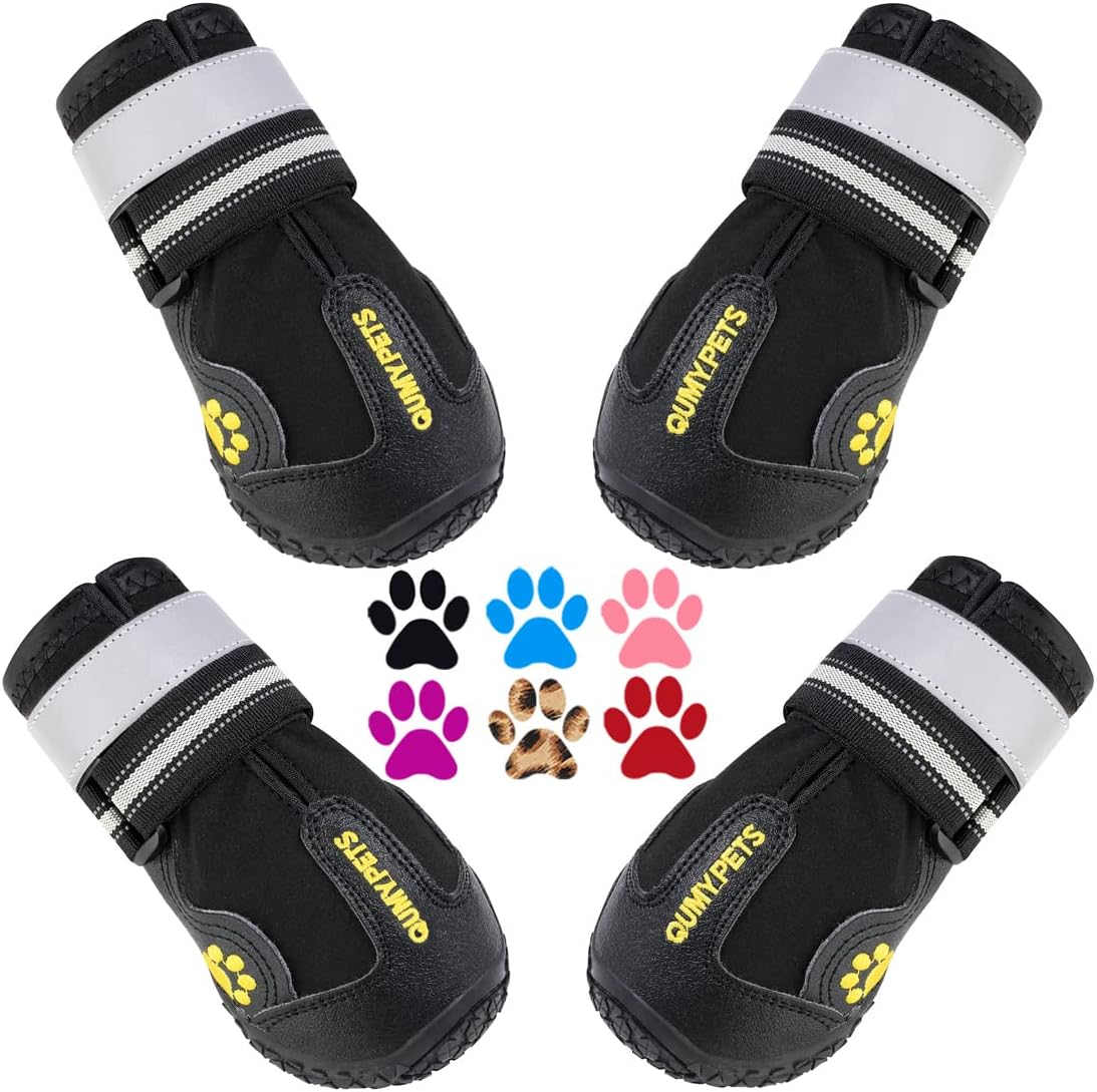 QUMY Dog Boots with Reflective Straps