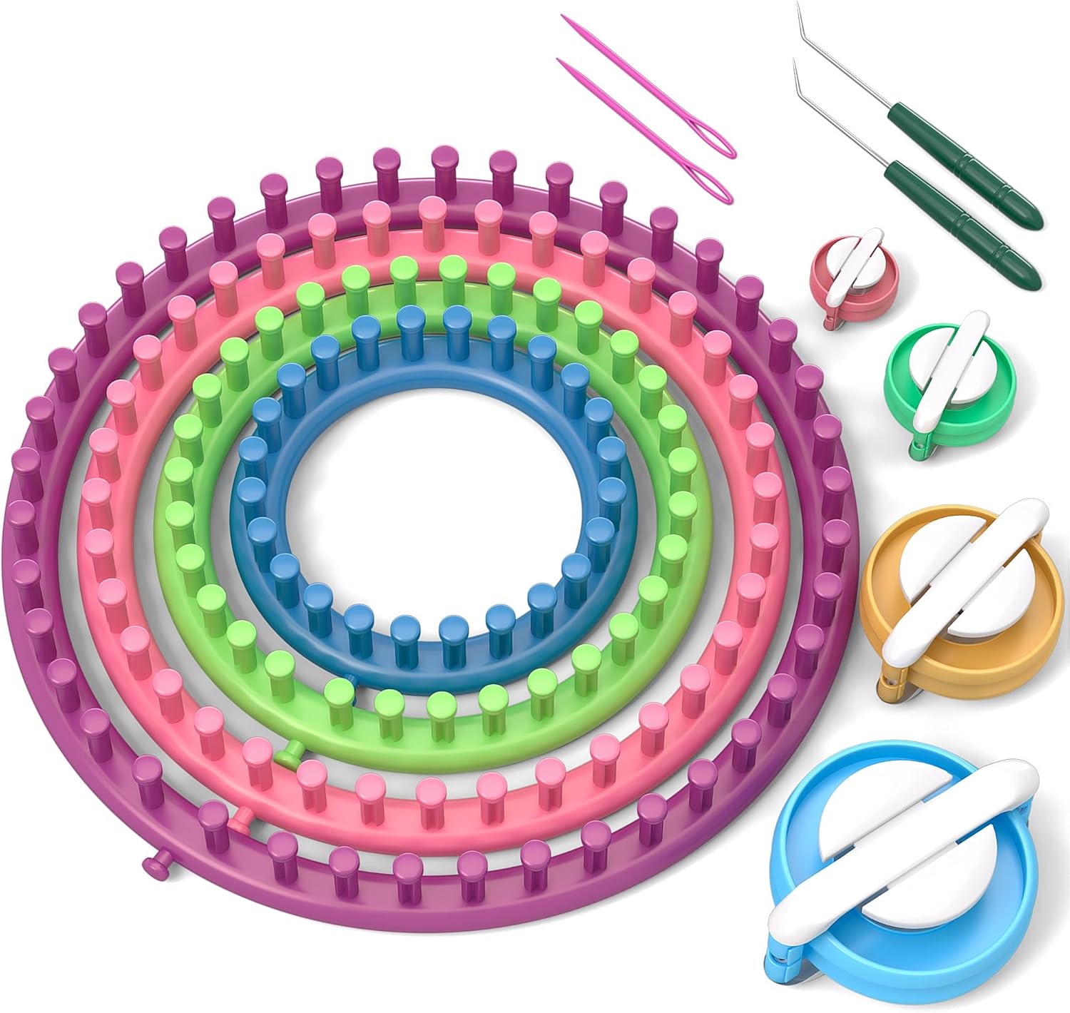 READAEER Round Knitting Loom Set with Pom-Pom Makers