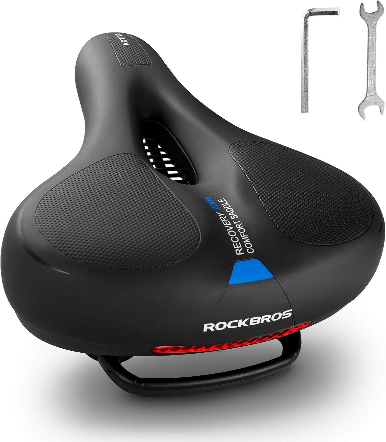 ROCKBROS Wide Memory Foam Bike Seat, Blue