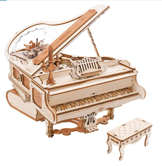 ROKR Magic Piano 3D Wooden Puzzle Music Box, 223 Pieces, 1:20 Scale