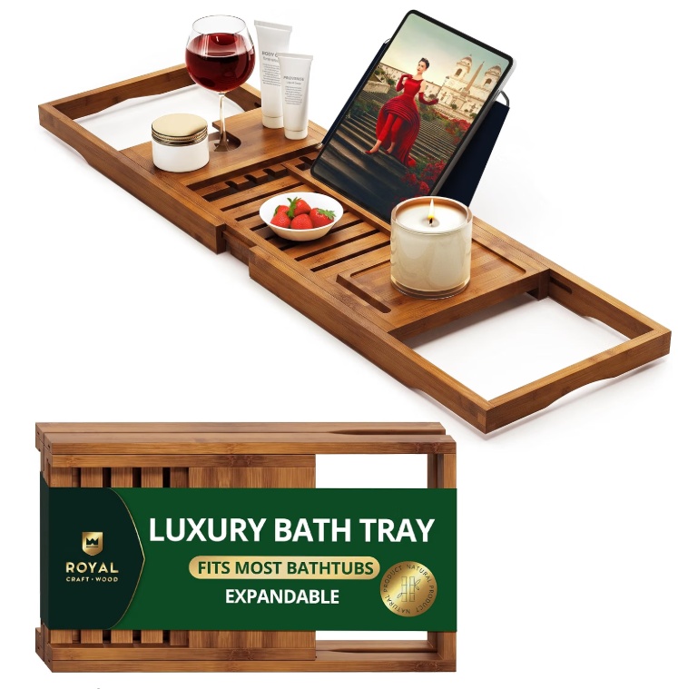 Royal Craft Wood Expandable Bathtub Caddy Tray