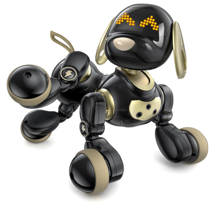 Ruko 18011 Robot Dog with 30+ LED Faces, Gesture & Remote Control, Black & Gold