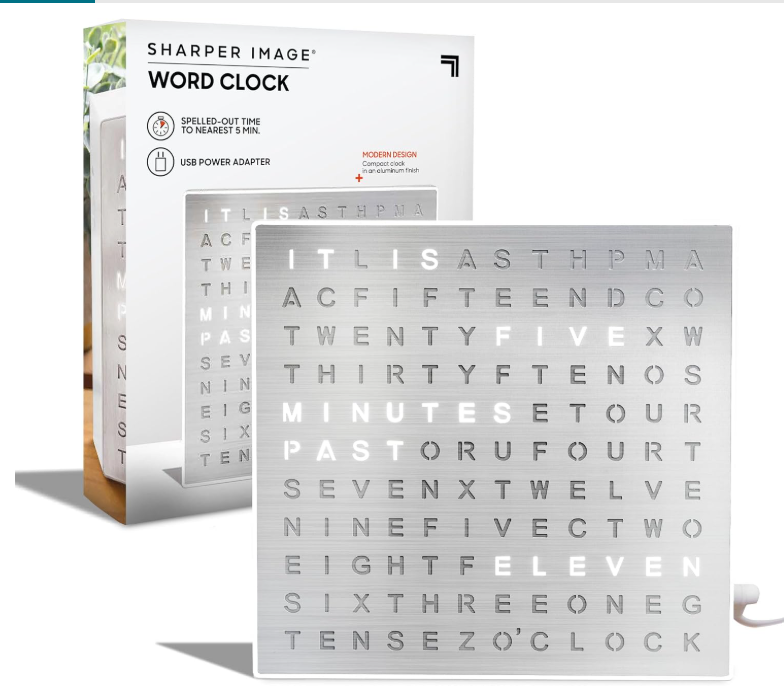 Sharper Image LED Word Clock, Silver Finish