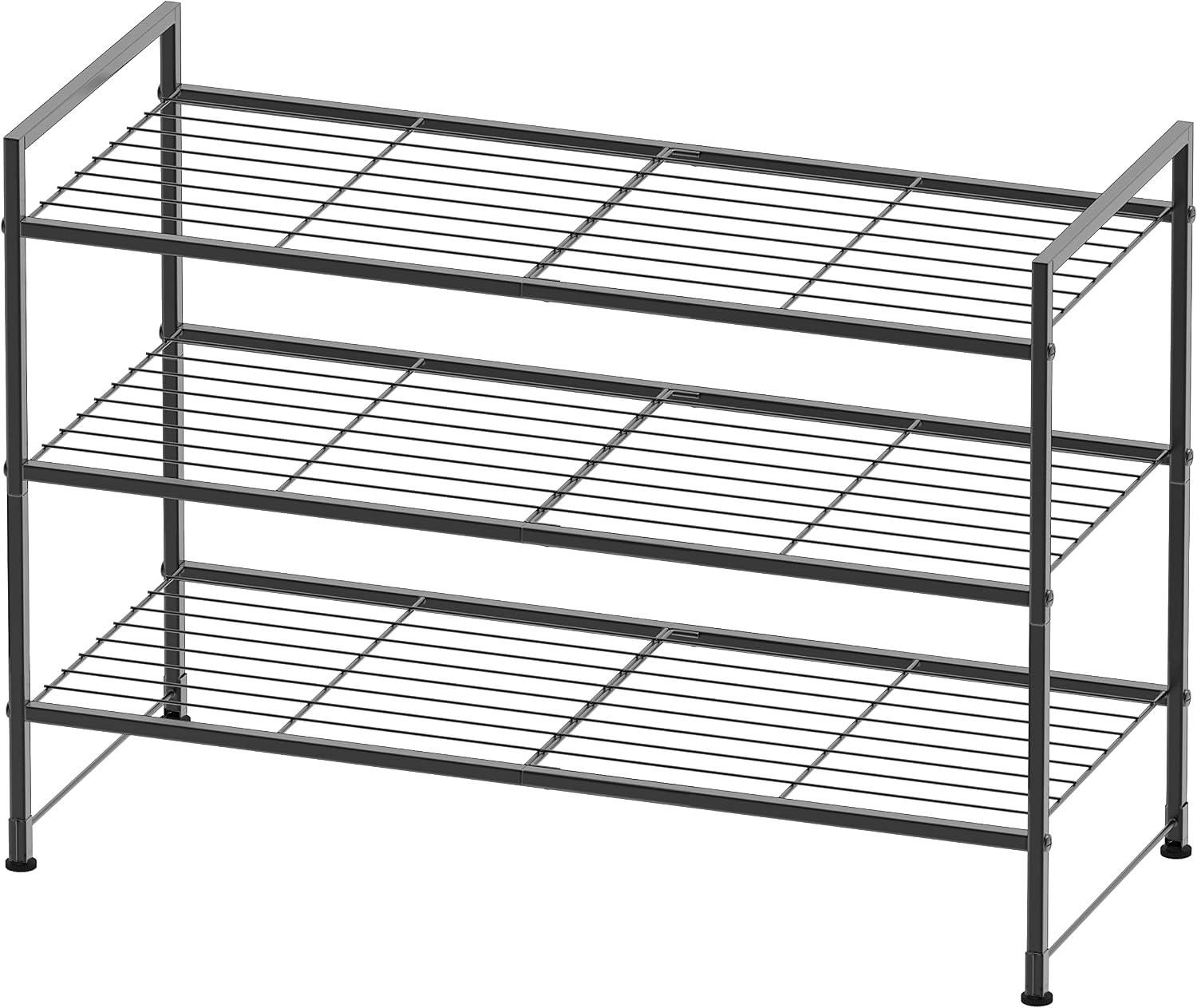 Simple Houseware 3-Tier Stackable Shoe Rack, Black