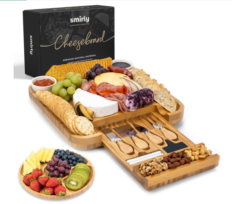 Smirly Bamboo Charcuterie & Cheese Board Set