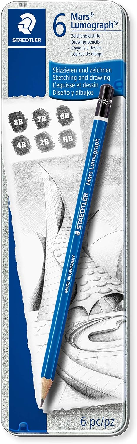 STAEDTLER Mars Lumograph Drawing Pencils, 6-Pack Tin