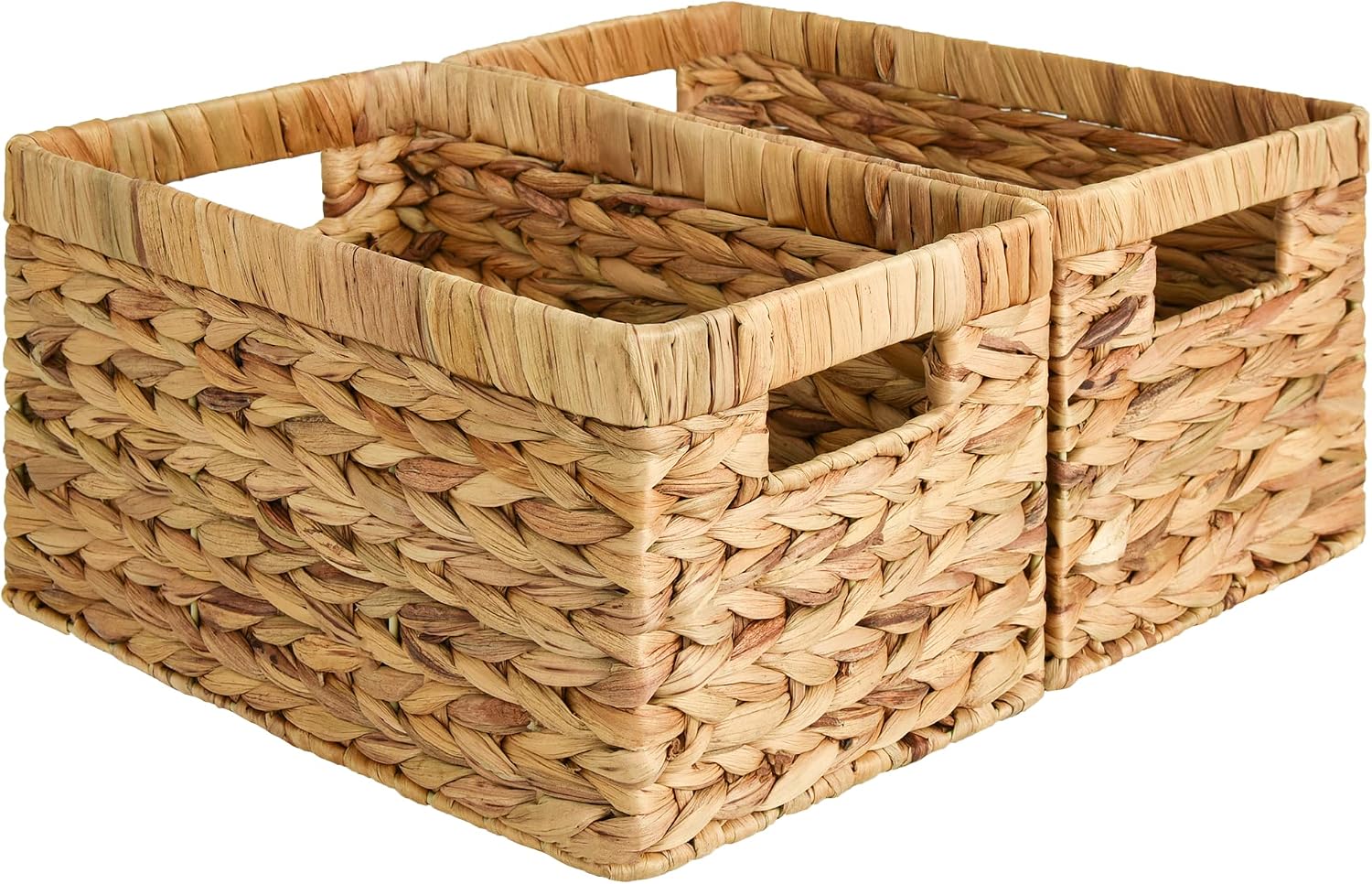 StorageWorks Handwoven Water Hyacinth Baskets, 2-Pack
