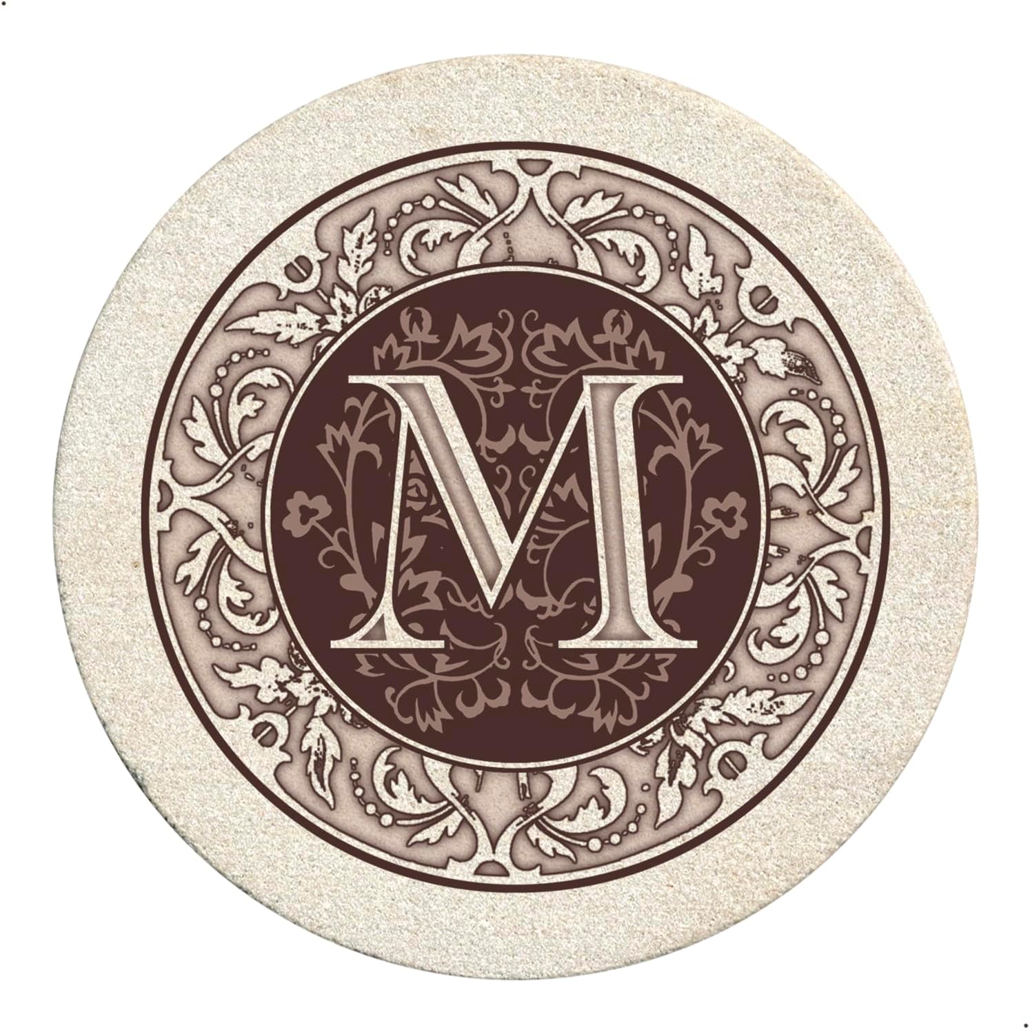 Thirstystone Monogram Sandstone Coasters, 4-Pack, Letter M