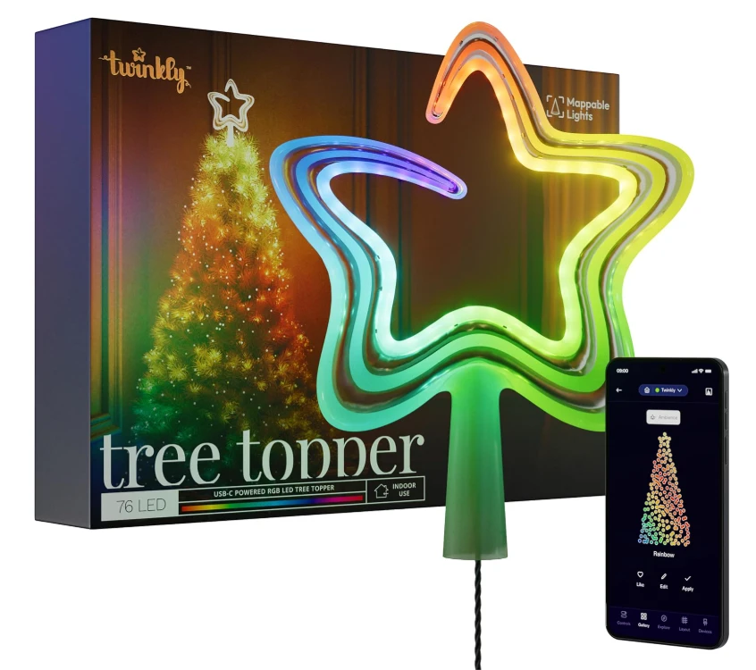 Twinkly Smart LED Christmas Tree Topper, RGB Star