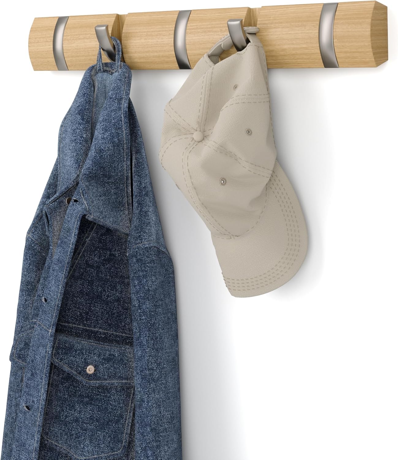 Umbra Flip 5-Hook Wall-Mounted Coat Rack, Natural