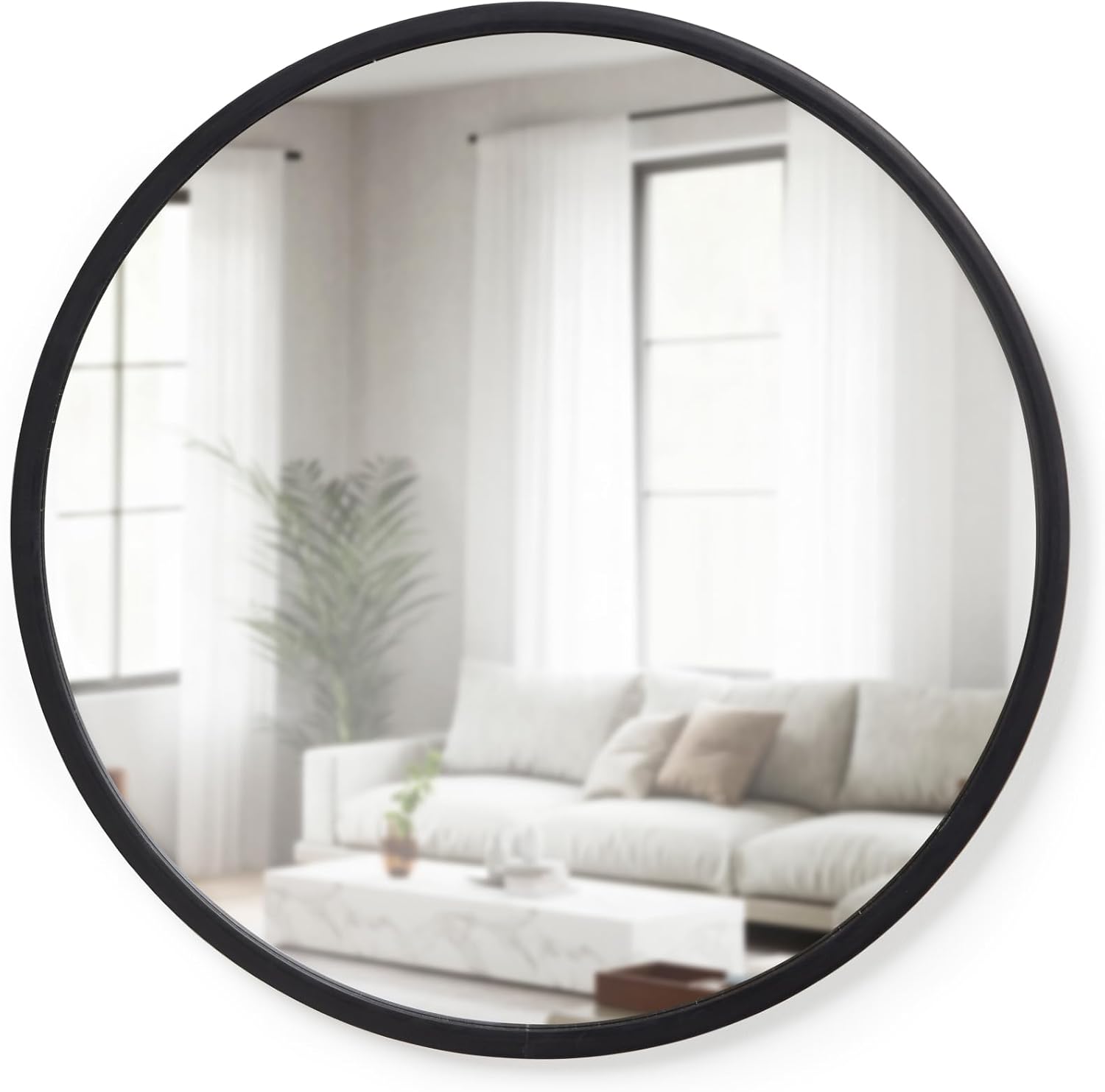 Umbra Hub 24-Inch Round Wall Mirror, Black