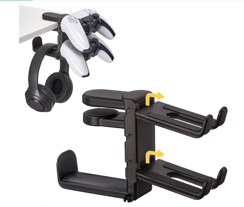 3-in-1 Under Desk Headphone & Controller Hanger