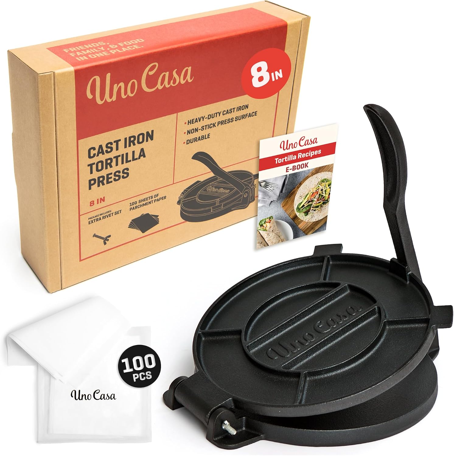 Uno Casa 8-Inch Cast Iron Tortilla Press