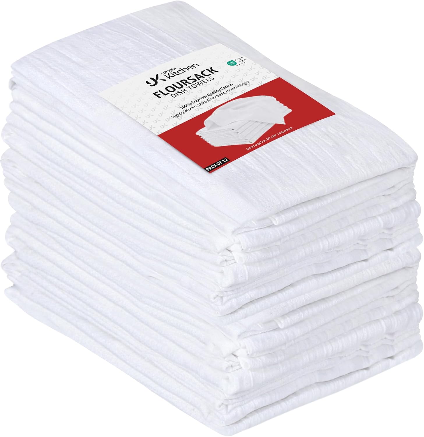Utopia Kitchen Flour Sack Towels, 12-Pack, 28 x 28 in