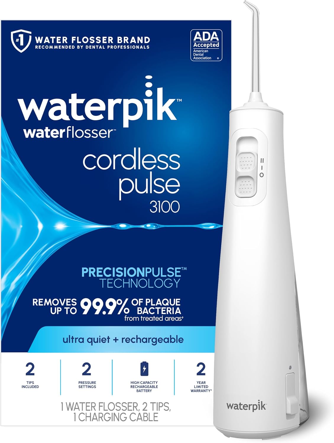 Waterpik Cordless Pulse Water Flosser, White