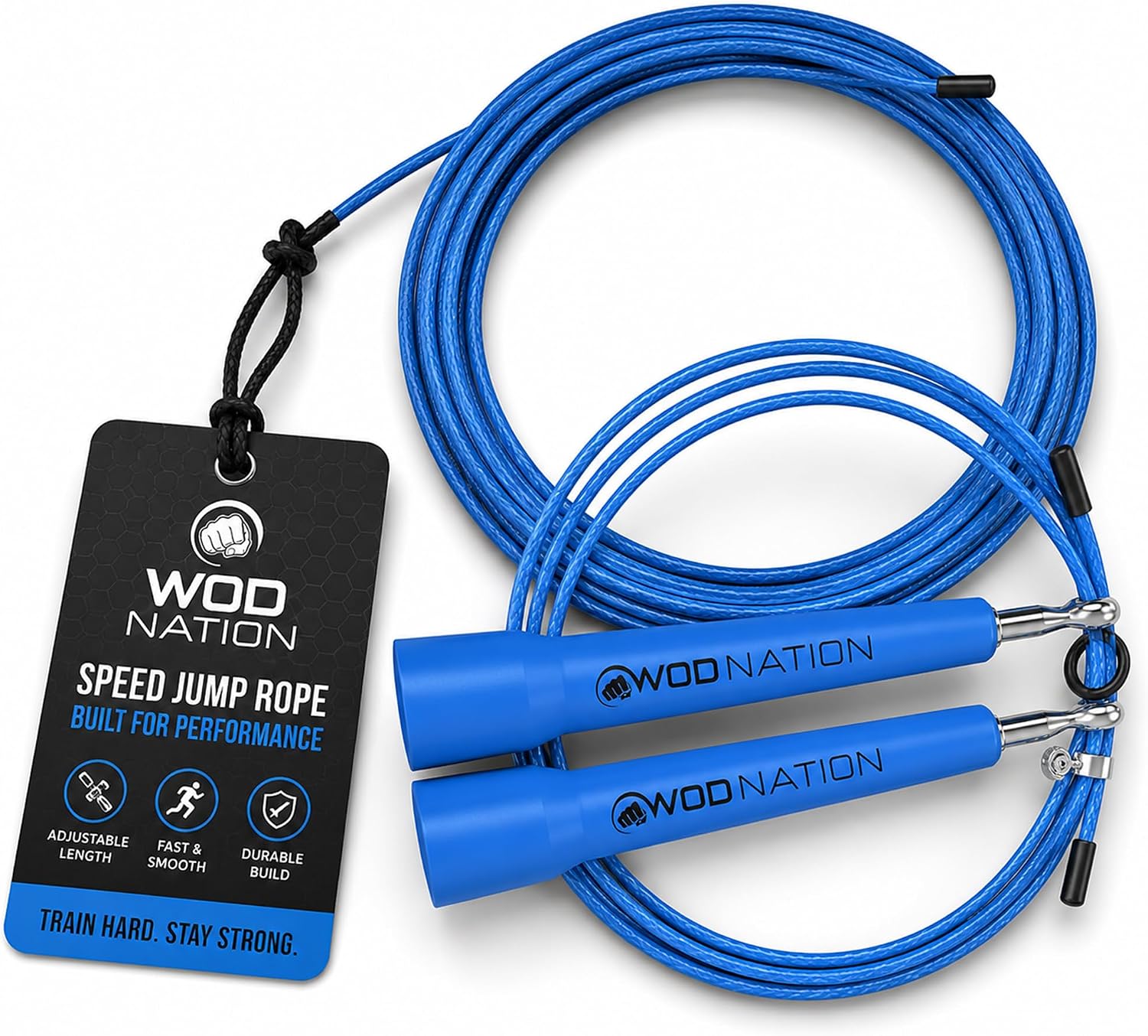 WOD Nation Adjustable Speed Jump Rope, Blue