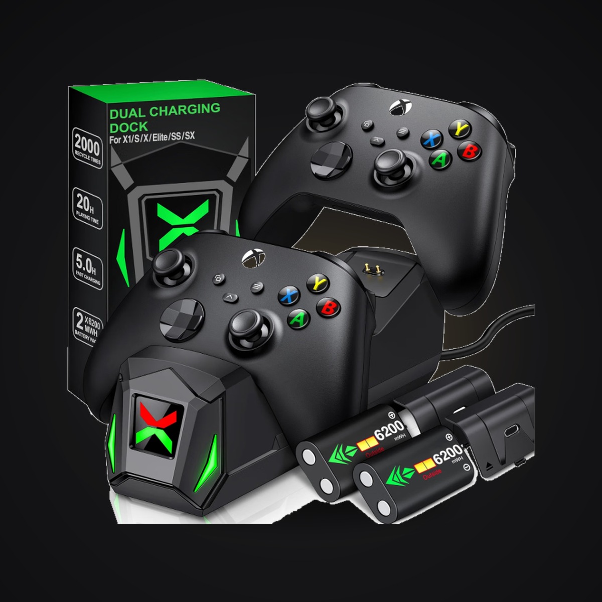 Xbox Dual Controller Charging Dock with Battery Packs