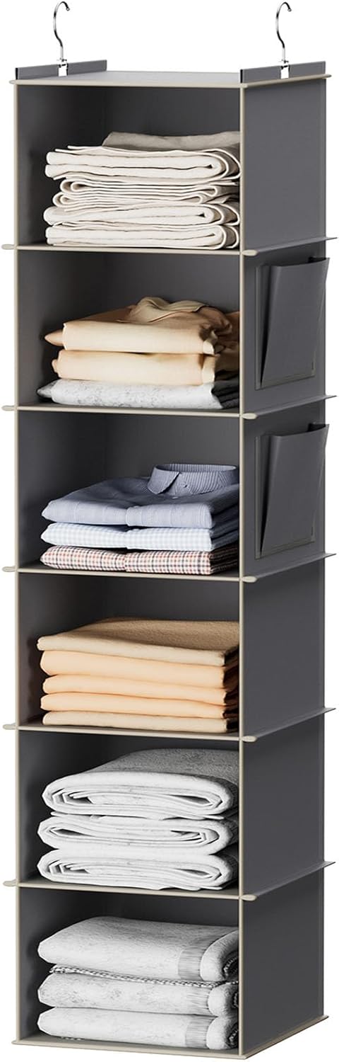 YOUDENOVA 6-Shelf Hanging Closet Organizer, Grey