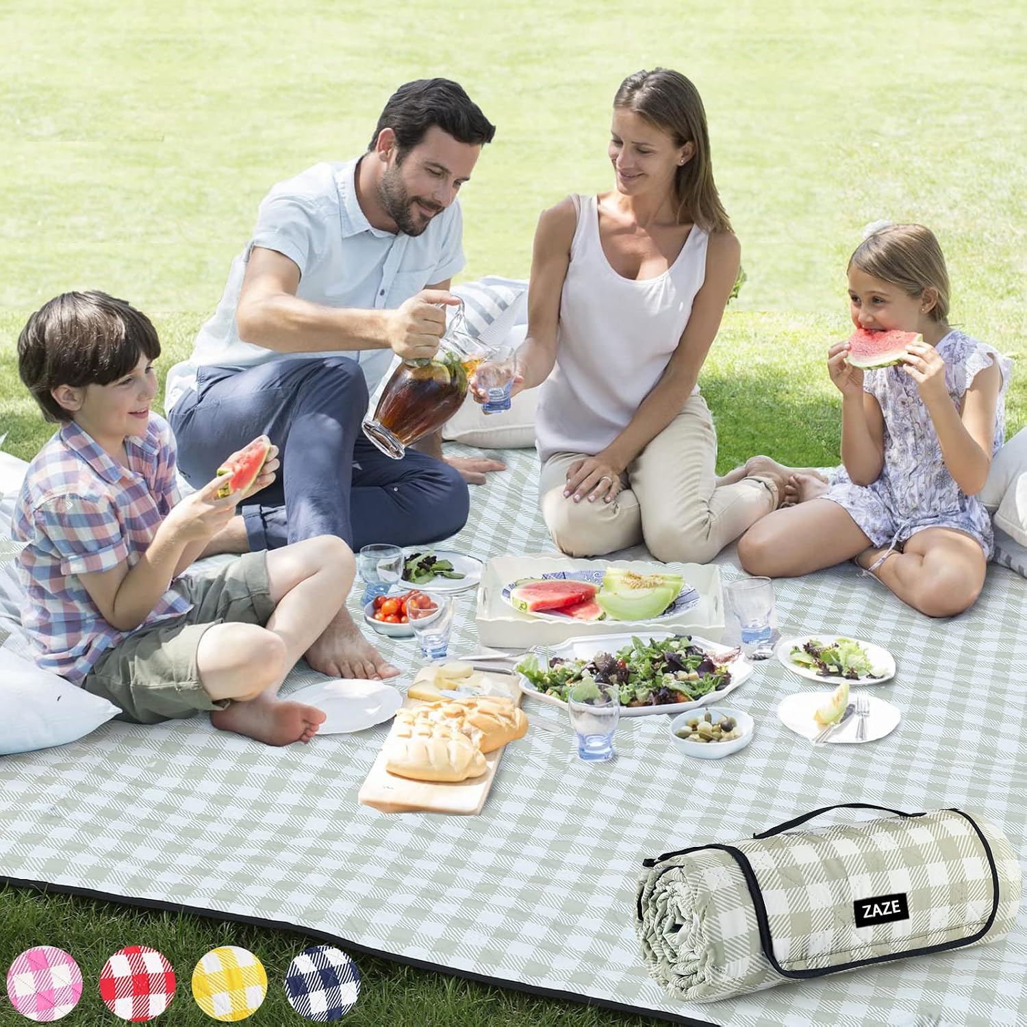 ZAZE Extra Large Waterproof Picnic Blanket, 80 x 80 in